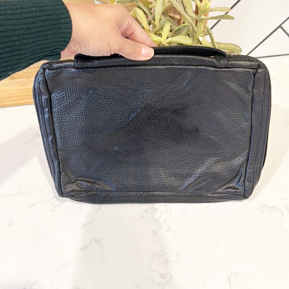 Vintage Large Classic Bible Cover black Leather Carrying Book Case Church Bag